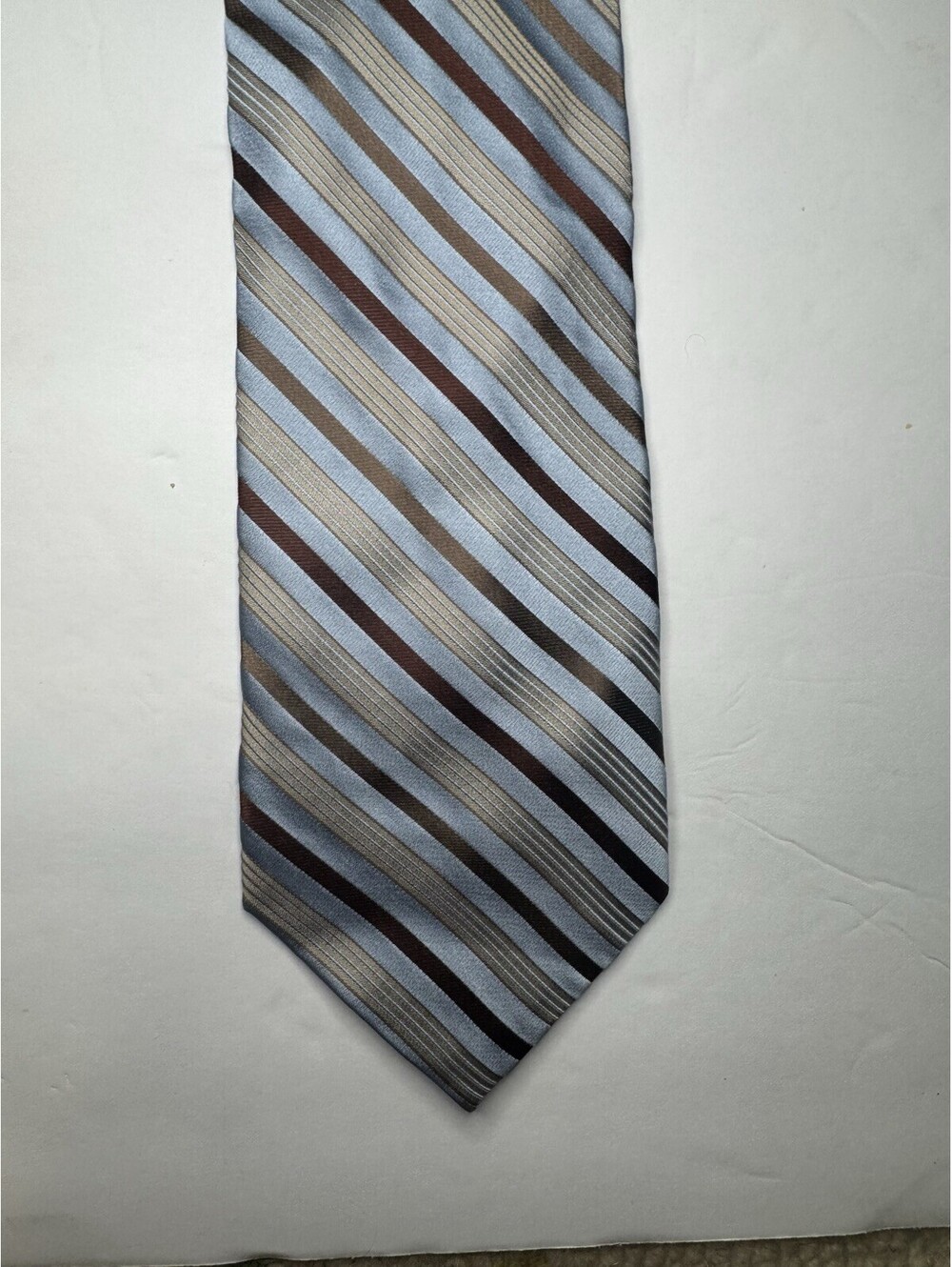 Calvin Klein Men's Silk Tie Necktie Blue Brown Striped Business Designer Formal